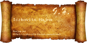 Iczkovits Hajna névjegykártya